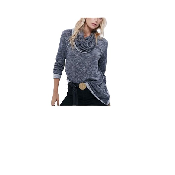 Free People Beach Cocoon Funnel Neck Pullover Gray Long Sleeve Top Women's S - Picture 1 of 9